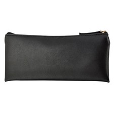 Mini Pencil Case Small Bag with Zipper PU Leather Makeup Pouch Cosmetic Black 