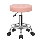 Round Rolling Stool Chair PU Leather Height Adjustable Swivel Drafting Work S...