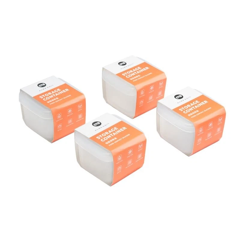 Set of 4 Reusable Silicone Containers Clear, Small Leak-Silicone Food Storage...
