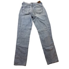 American Eagle Womens Distressed Mom Jeans Light Wash Blue Size 4 Long High Rise