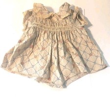 Vintage Baby Doll Romper Dress Blue Pink Floral Lace Trim 10"