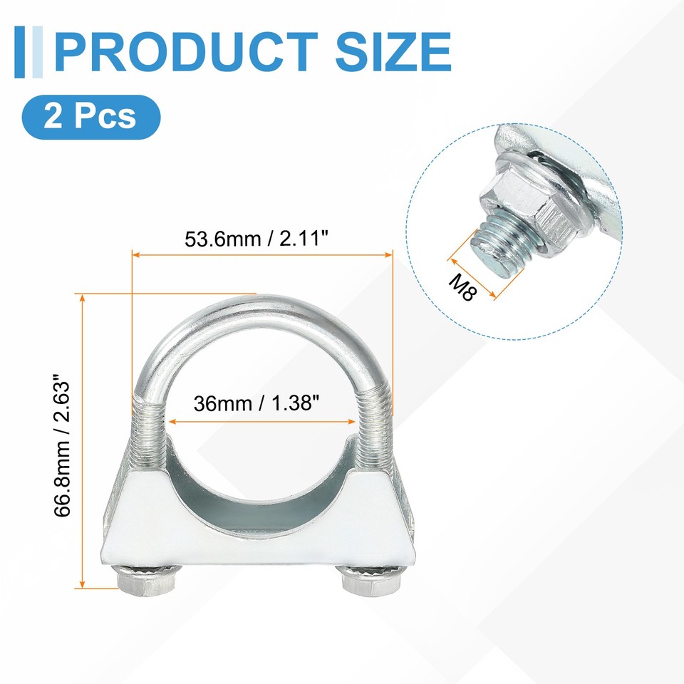 2pcs U Bolt Muffler Exhaust Clamp 36mm/1.4