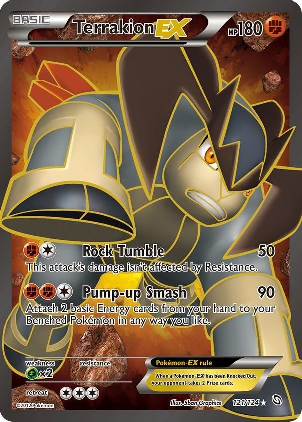 Terrakion EX - 121/124 - Pokemon Dragons Exalted Black White Full Art Card MP