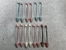 Vintage 14 (7 pairs) Shoe Trees/ Stretchers / Keepers - Wood+Metal -Retro Colors