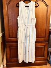 Women's Sleeveless Floral XL Linen Viscose Blend Dress Cottagecore Beachy Boho