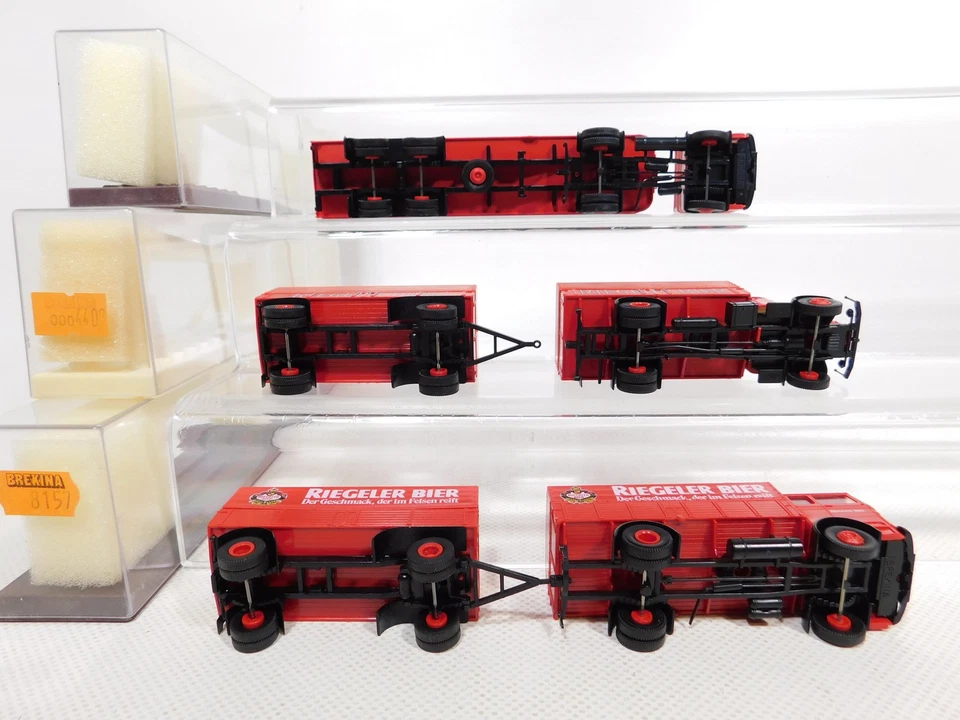 3X Brekina H0 1:87 Rimorchio MB Riegeler Birra 4408 8157 Ecc Mint+Box #DP191-1 - Immagine 3 di 4