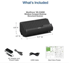 "NEW" Epson WorkForce ES-C320W Wireless Duplex Sheetfed Scanner, Black