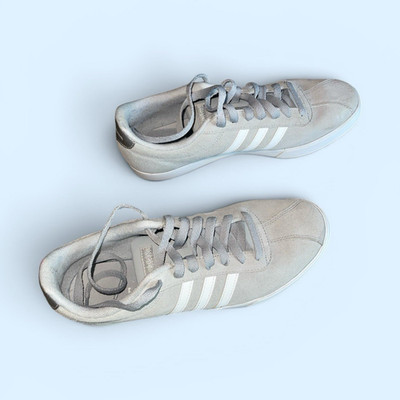 adidas Courtset Gray/White Suede Low Top Lace-Up Sneakers Rubber Sole AW4209