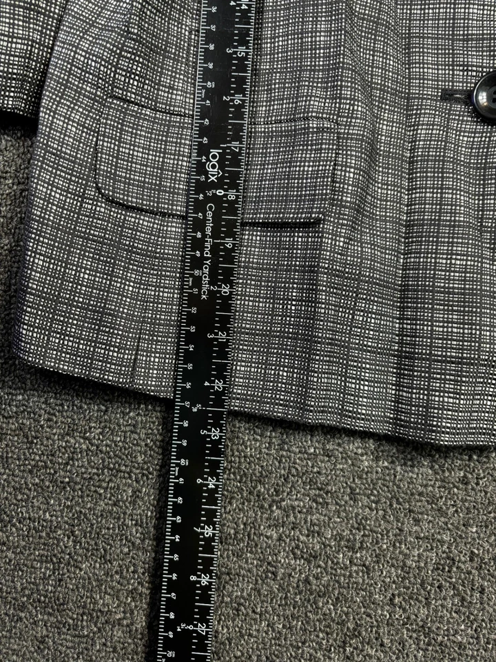 Talbots Blazer Jacket Womens Size 10P Gray Plaid Linen Blend 3/4 Sleeve Lined  - Image 4 of 4