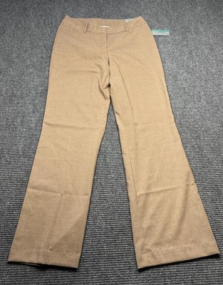 Worthington Pants Womens 8 Dark Camel Heather Curvy Fit Trouser Leg Stretch New