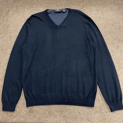 Pull homme Calvin Klein bleu marine col V laine mérinos grand et grand XL... - Photo 1/4