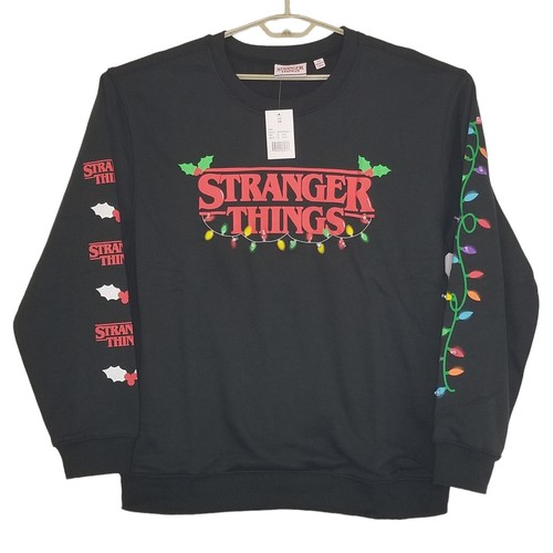 Christmas Stranger Things Sweatshirt Womens 2X Black Light Up Long Sleeve - Picture 2 of 11