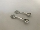 Antique Unique Pair IMACH Sterling Silver Salt Spoons, Moon Phase — photo 1