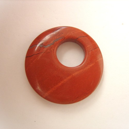 Ciambella diaspro rosso Ø 28 mm pietra gioiello ciondolo disco di pietra - Foto 5 di 5