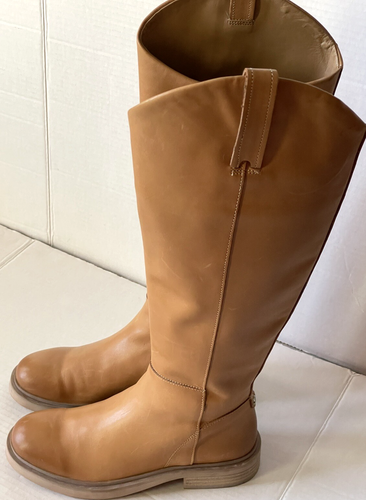 Sam Edelman Fable Cashew Lederstiefel seitlicher Reißverschluss kniehoch Reiten Damengröße 7M