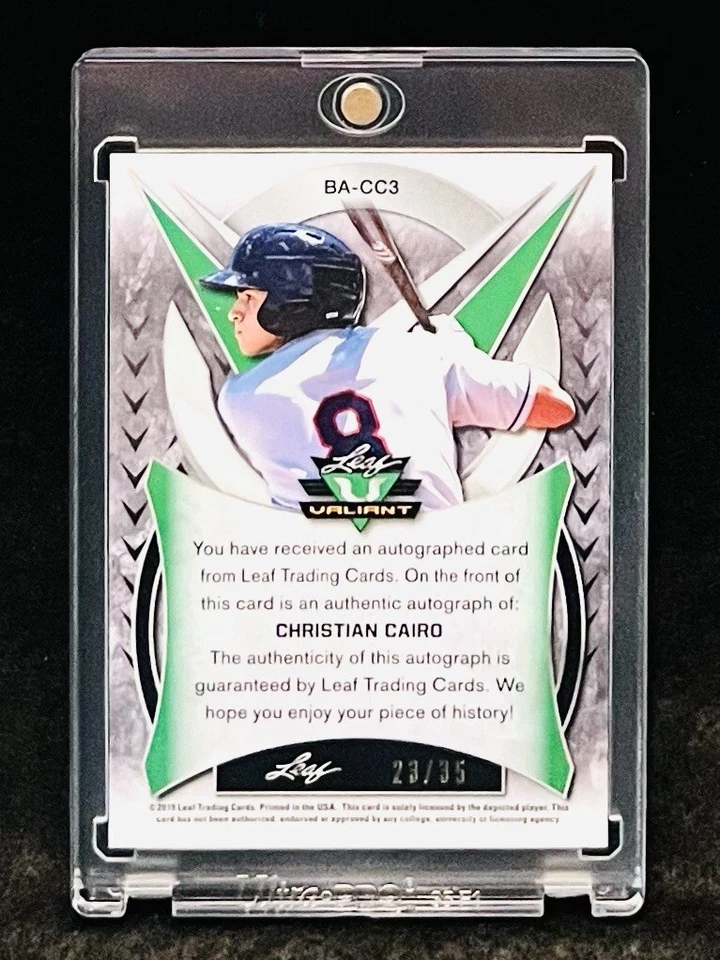 2019 Leaf Valiant 23/35 Christian Cairo Rookie Autograph - Image 2 of 2