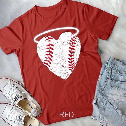 Vintage Angel Baseball Heart with Halo Unisex T-shirt - Bild 7 von 12