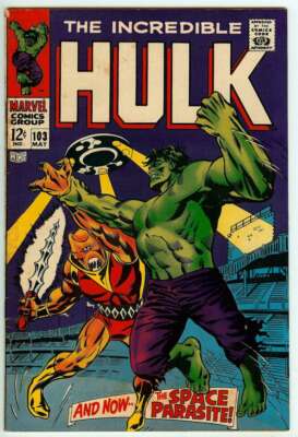 INCREDIBLE HULK #103 6.5 // 1ST APP SPACE PARASITE MARVEL COMICS 1968