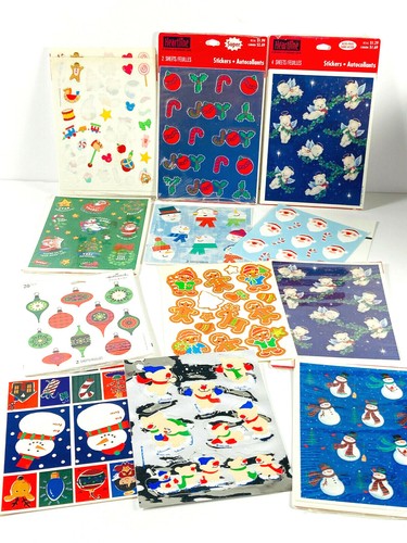 Lot (12) vtg 80s 90s Christmas Hallmark Stickers