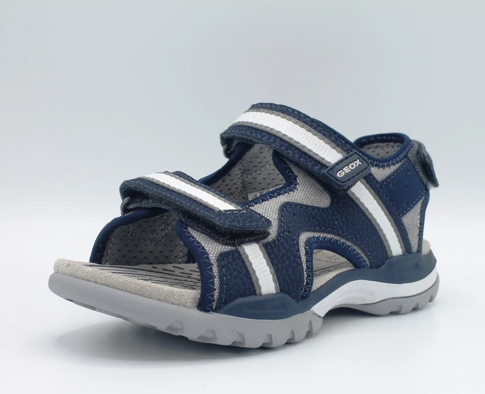 Geox Borealis J720RB Junior Sandals with Fabric and Leather Straps Blue - Image 2 of 4