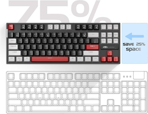 MageGee 75% Mechanical Gaming Keyboard, Red Switch, LED Blue Backlit, 87 Keys Co - Photo 2/10