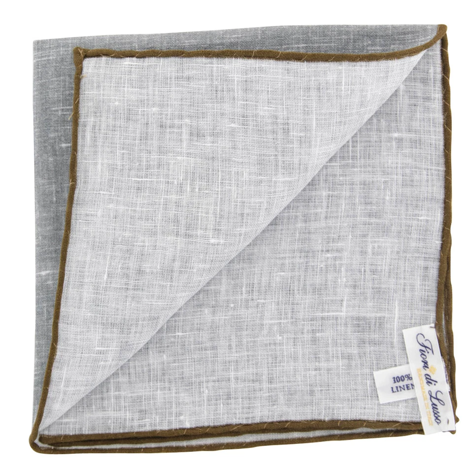 Fiori Di Lusso Gray Solid Linen Pocket Square - 12 3/8" x 12 3/8" (827) - Image 2 of 4