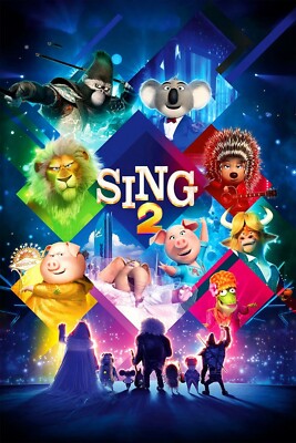 Sing 2 Filme 2022 animierter musikalischer Posterdruck | A5 A4 A4 A3 A2 A1 Maxi | 60