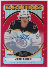 2021-22 OPC Platinum Rookie Autos Jack Ahcan Red Rainbow