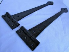18" Black Tudor Heavy Cast Iron Door Gate Tee Hinges Spear Head Leaf  PAIR  D4