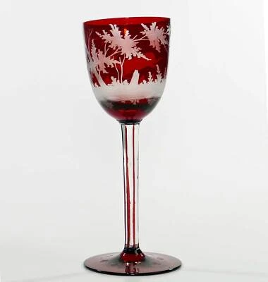 Römer Stängelglas Rotätze Wild in Landschaft ev. Egermann um 1900  - Bild 1 von 4