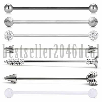 7PCS Industrial Stainless Steel Barbell Arrow Ball Ear Cartilage Piercing 14G