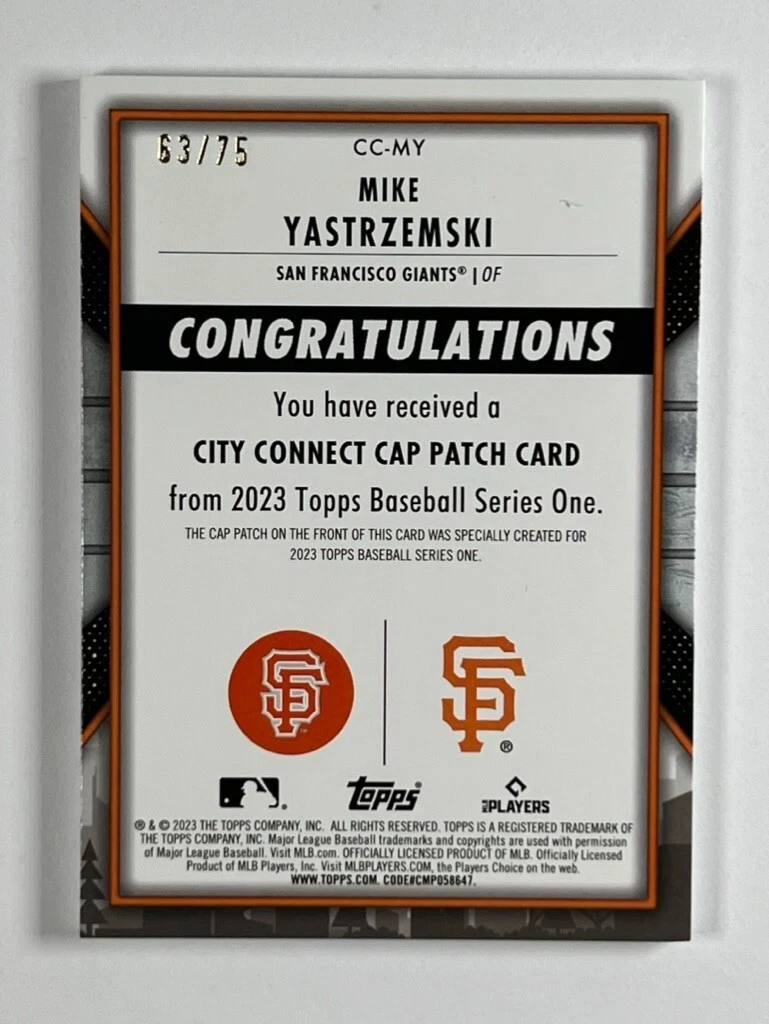 2023 Topps Series 1 Mike Yastrzemski CC-MY Gold City Connect SP /75 | eBay