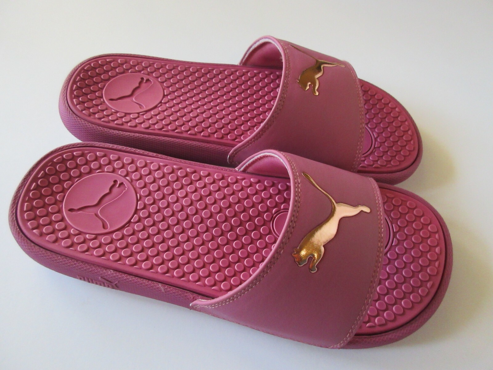 PANTOFOLA D’ORO Puma Cool Cat Sport Donna Casual Slide Logo Polvere Rosa Oro Rosa Nuovo