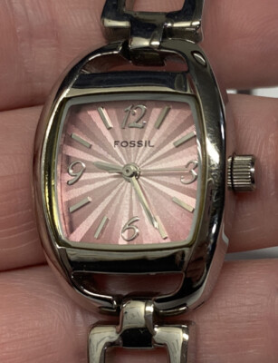 Fossil ladies pink dial silver tone bracelet watch NEW BATTERY Fossil Charm Bracelet Watch Women Silver Tone Butterfly Pink  main image 3