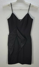 Women's Tristan And Trista Bodycon Black Mini Leaf Dress Coctail Asymmetric Sz 4