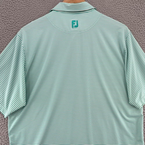 Camisa Polo FootJoy Para Hombre Grande Rayas Verdes Manga Corta Golf Rendimiento Elastizada - Imagen 4 de 10