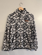 Kavu W's Cavanaugh Pullover Fleece Sweatshirt Button Mock Aztec Black White S