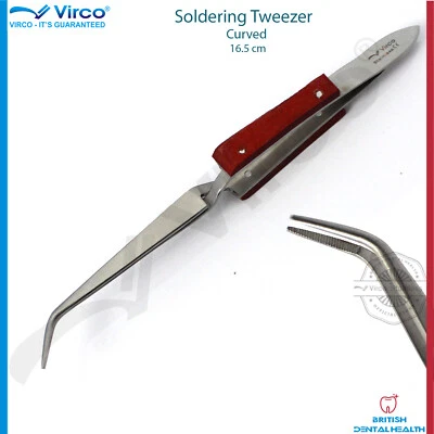VIRCO Soldering Tweezers Curved Serrated Tip 16cm Reverse Action Stainless Steel