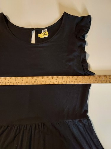 Old Navy Viscose Midi Tiered Dress Black Stretchy Keyhole Size L - Picture 6 of 6