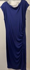 INC International Concepts Blue Ruched Side Sheath Dress Large NEW