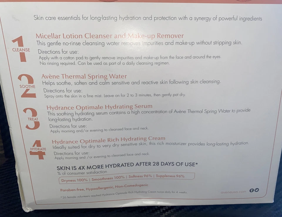 Kit de hidratação revitalizante Eau Thermale Avene. Novo, lacrado de fábrica. Free S&H - Imagem 3 de 3