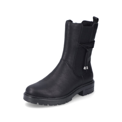 Rieker Damen Chelsea Boot schwarz, Kuschelfleece, Antistress Ausstattung
