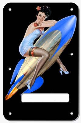 Stratocaster Tremolo Cover Custom Fender Graphical Guitar Pin Up Rockets Away BK