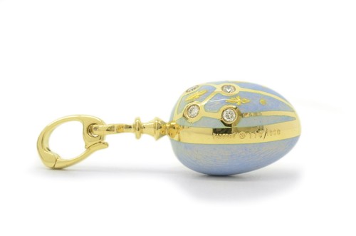 Authentic Faberge 18K Gold Egg Charm Clip Pendant Limited Ed. Diamond Jewelry - Picture 9 of 16