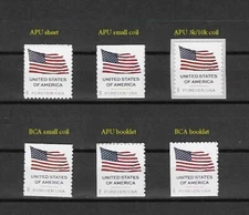 US 2025 Flag Forever Stamp Set of 6 singles Scott #6016 - 6021