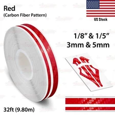1/8" & 1/5" STRIPE Car Truck Twin Line TAPE Vinyl Sticker CARBON FIBER RED