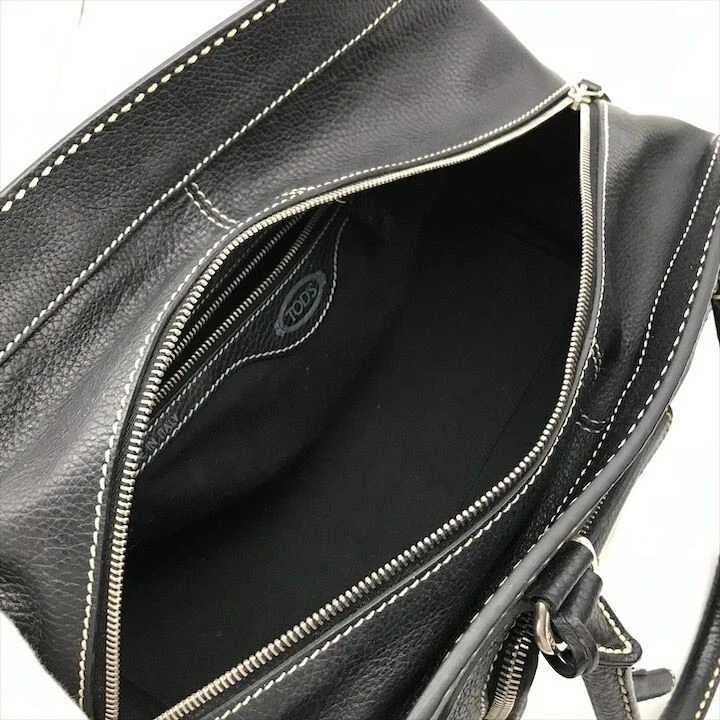 TOD'S Bolso de Mano Cuero Negro Gancini Bolso Auténtico Foto 4 de 4
