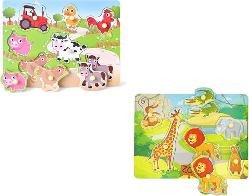 Wooden Puzzles Farm Baby Puzzle, Animal Shape Puzzle, Chunky Puzzle for Toddlers - Picture 12 of 12