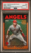 2021 Topps Silver Pack 1986 Chrome #92 Mike Trout Orange Refractor PSA 10 /50 💎