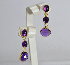 ORECCHINI  ARGENTO 925 OVALI E CABOCHON AMETISTA IDROTERMALE           AGHT 0971
